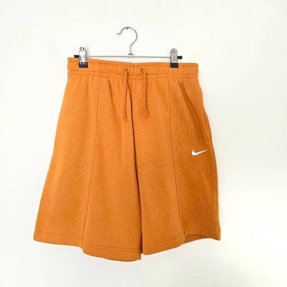 Nike Sportswear Essential High-Rise Fleece Shorts Women's Orange Small Comfort - Picture 1 of 7